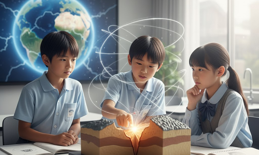 南海トラフについて中学生が話し合っている様子