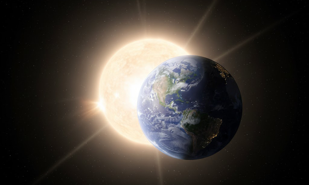 季節の違いが生まれる理由を示す地球と太陽のイメージ(光の当たり方の違い)