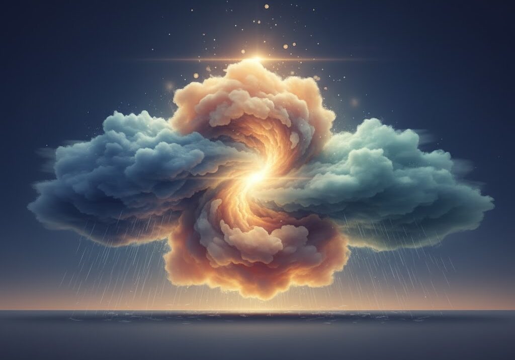 閉塞前線で暖気が持ち上がる気象現象の説明イメージ画像