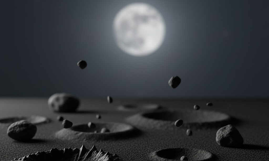 月のクレーターがいつできたかを示す古い地形の実写風イメージ