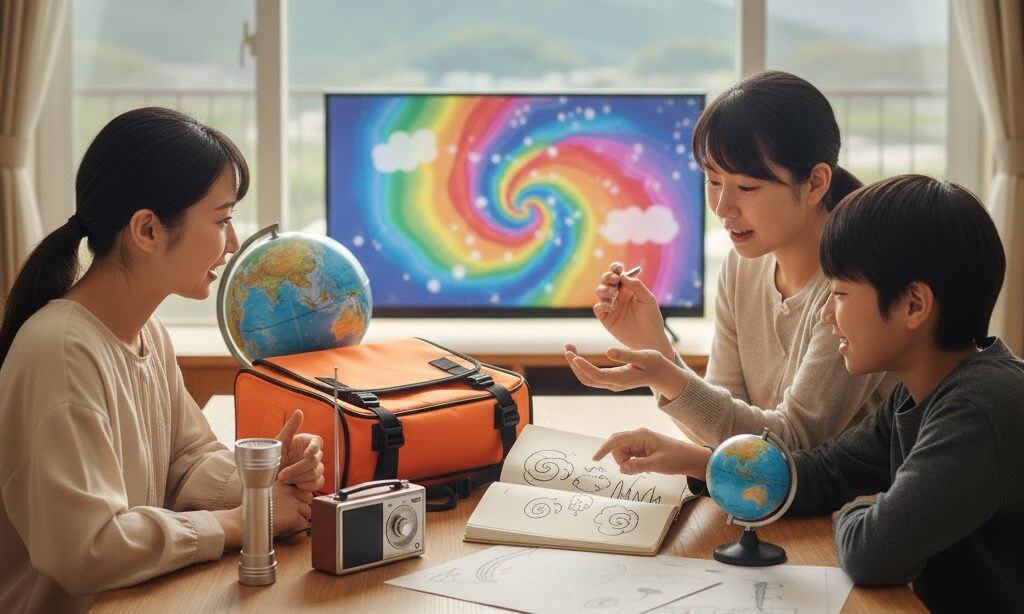 中学生が防災について学んでいる様子