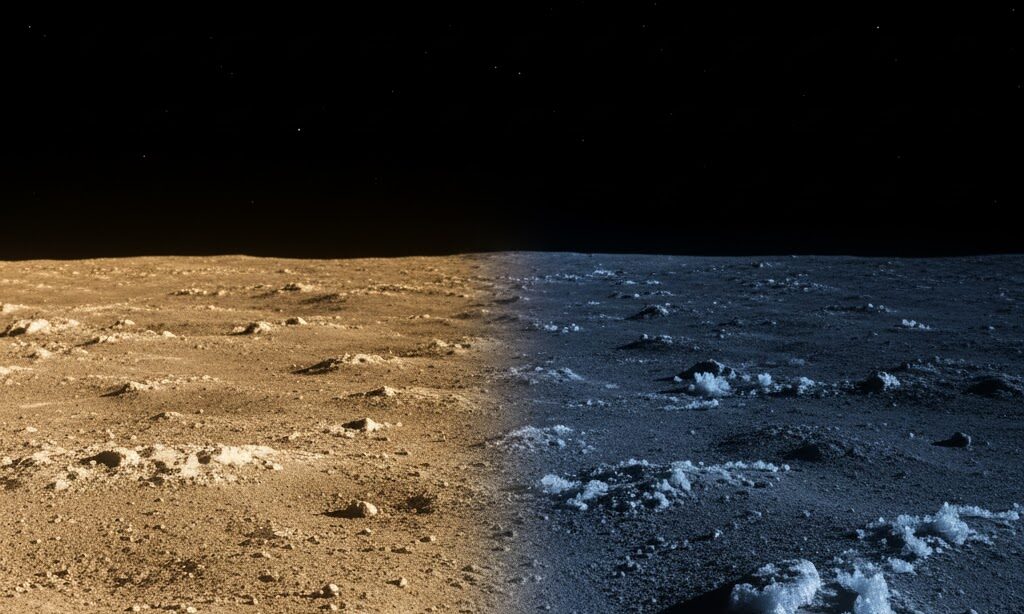 月の昼は高温で夜は極寒になる温度差を表したイメージ