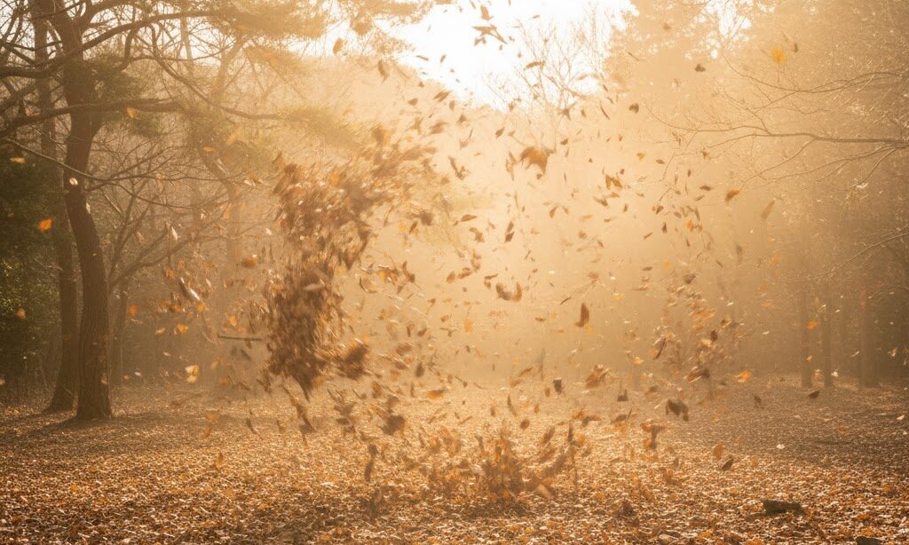 山火事 なぜ起こる|冬から春に多い乾燥と強風の季節性を示す枯れた山の風景