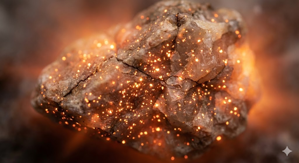 放射性物質が崩壊して熱を生み出すイメージをマクロ撮影風に表現