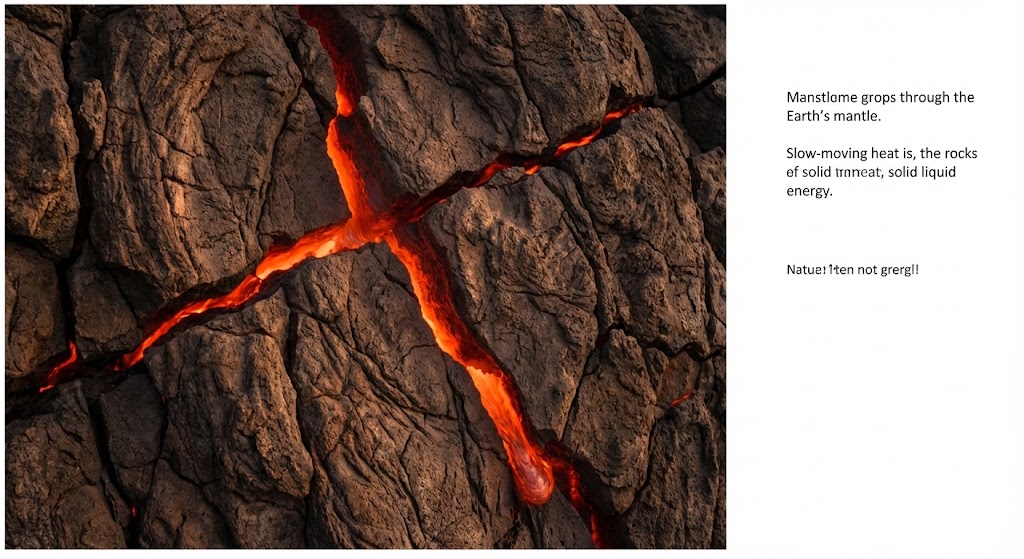 固体のマントル内部を抽象的に表現した地下構造のイラスト風説明画像