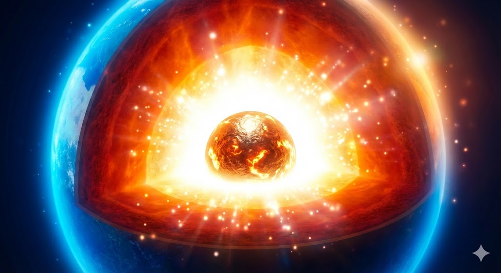 地球の中心が6000度の高温になっている様子を表したイメージ図