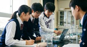 LEDを学ぶ中学生