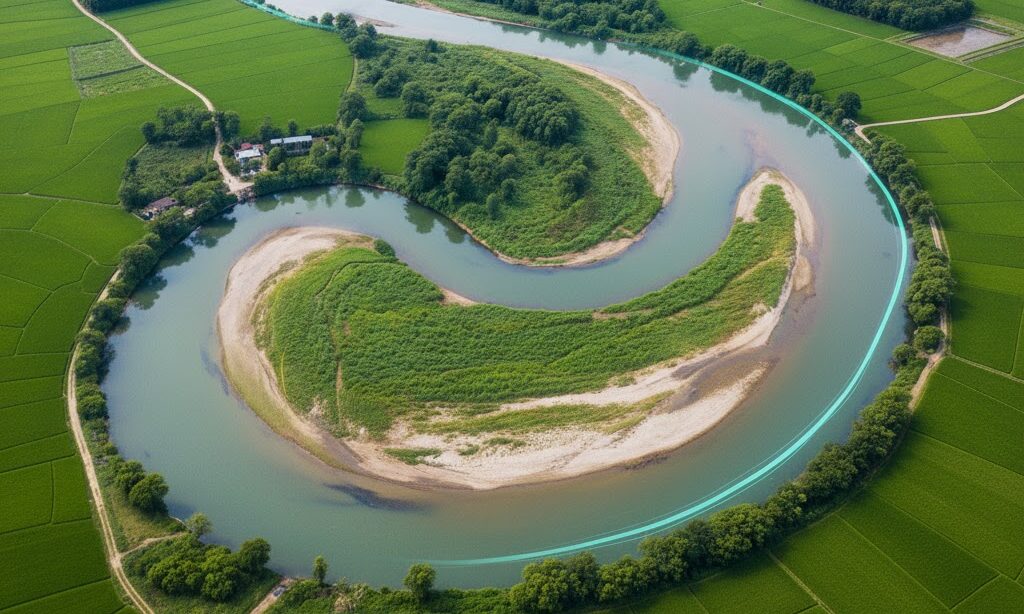 蛇行した川のデメリット 洪水リスクや氾濫しやすい地形を学ぶ防災教育画像