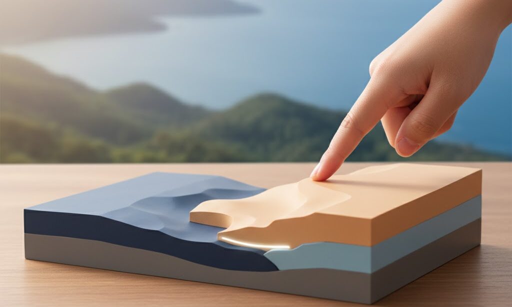 プレート沈み込みと海溝型地震の仕組みを示す抽象的イメージ|日本周辺のプレート構造の説明図風