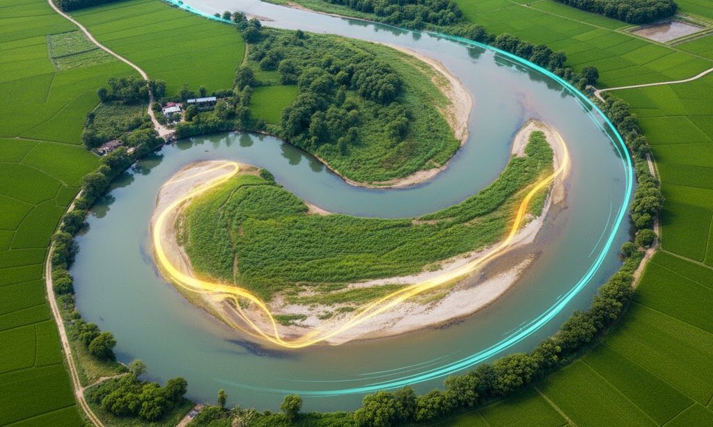 川が曲がる理由 蛇行の仕組みを学ぶための平野を流れる川の様子