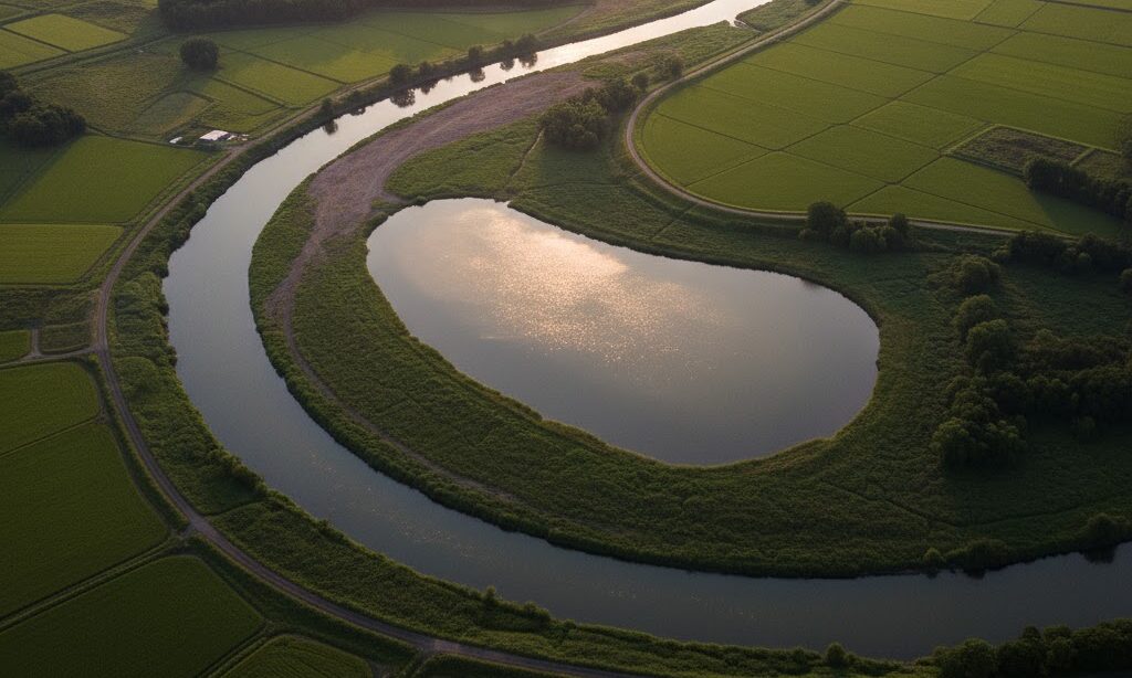 なぜ三日月湖ができるのか 原因と仕組みをわかりやすく示す川の風景