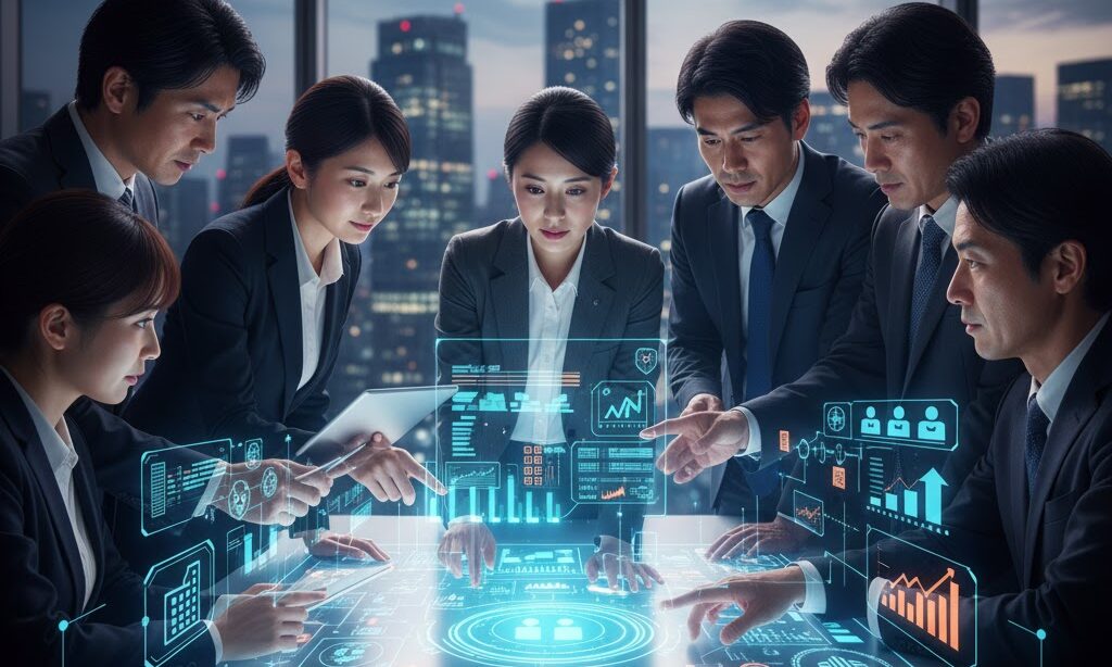 BCP対策についてオフィスで考えるビジネスマン