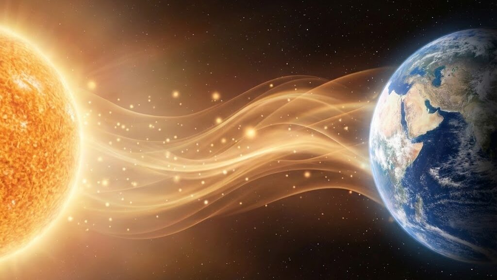 太陽と地球、そして光の流れをまとめて表現した実写風の総括イメージ画像