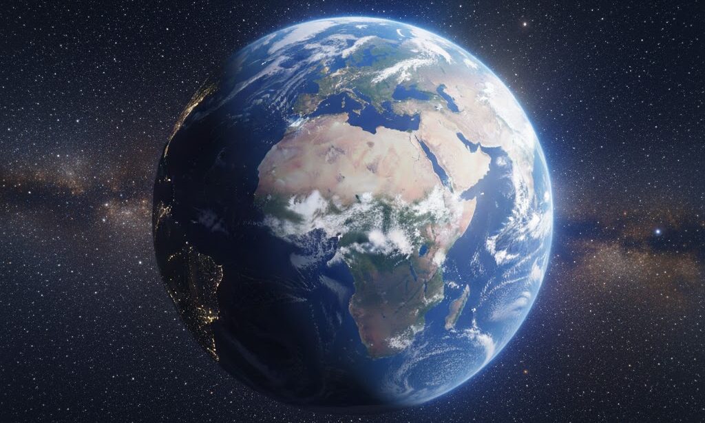 宇宙から見た美しい地球の姿|地球誕生の奇跡を象徴する実写風イメージ