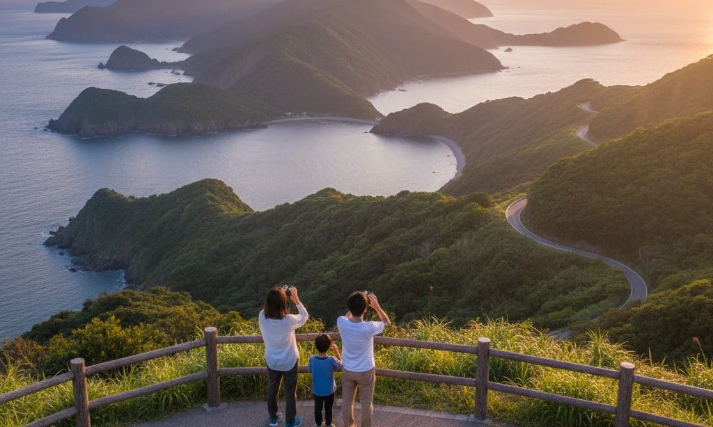 リアス海岸 でき方 の要点をまとめた海と岬を望む展望風景