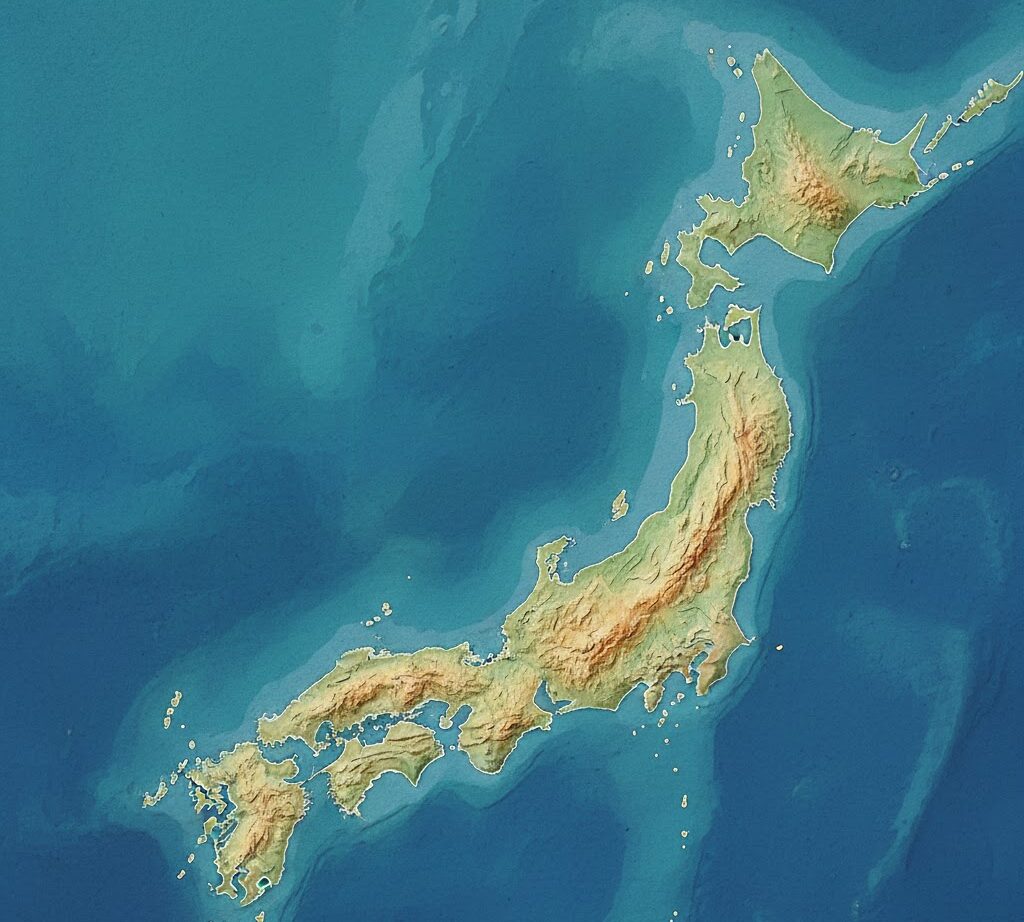 日本のリアス海岸 分布 が分かる地図風の地形イラスト