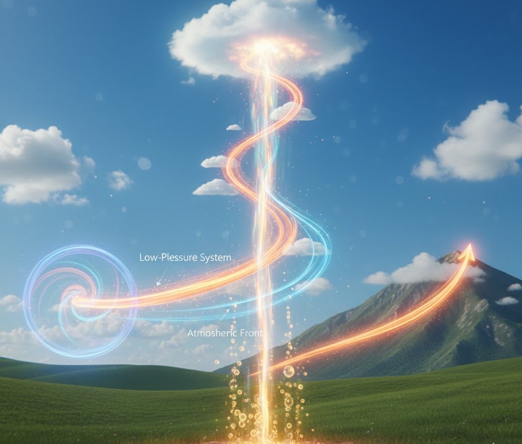 上昇気流のでき方と条件のまとめ｜4つの上昇パターンを表すイメージ画像