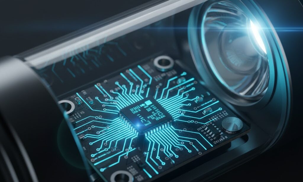 電子制御チップが懐中電灯の光を安定化させる抽象表現|定電流駆動のしくみを説明