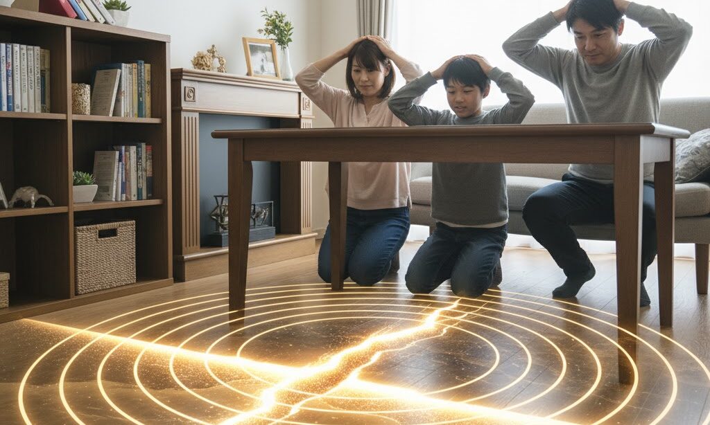 断層のずれが地震を引き起こす仕組みを示した実写風イメージ｜弾性反発説を理解できる説明画像