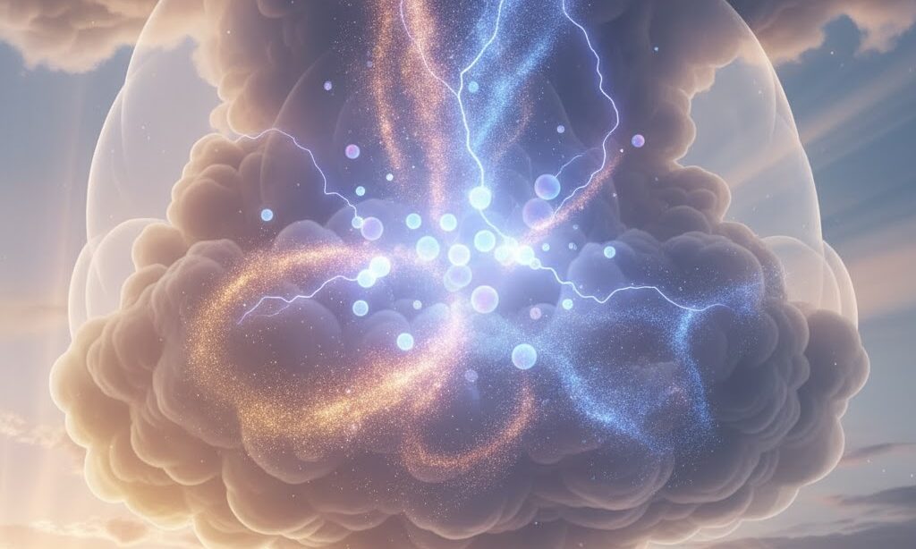 雷が発生する仕組み｜積乱雲内部の上昇気流と帯電のイメージ画像