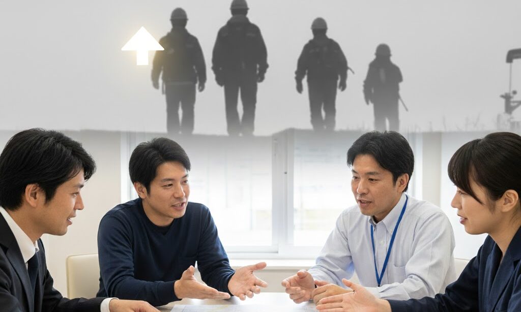 企業のBCP訓練や図上訓練で改善点を確認するスタッフの様子