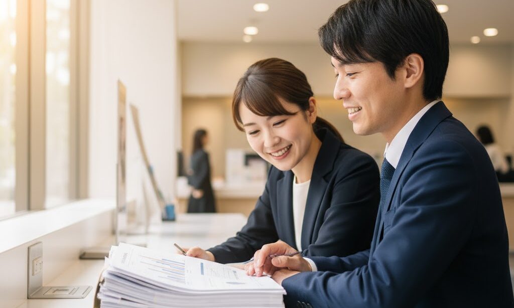 事業継続計画に活用できる補助金を相談する日本人経営者の実写風シーン