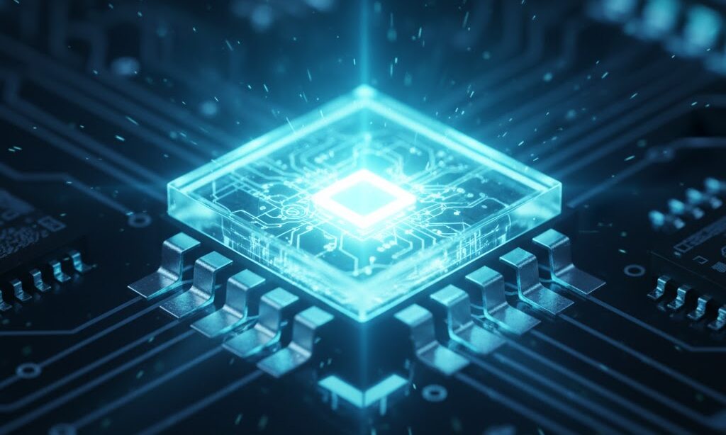 LEDチップが発光するマクロ撮影イメージ|LEDの仕組みと省エネ性能を表す教育素材