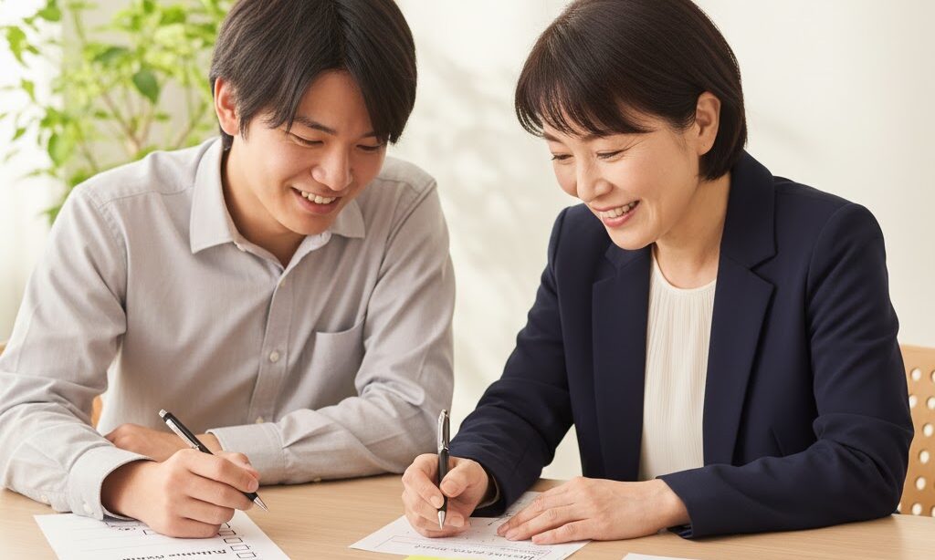 BCPを簡単に作り始める日本人社員の協議シーン|入門者向け事業継続計画