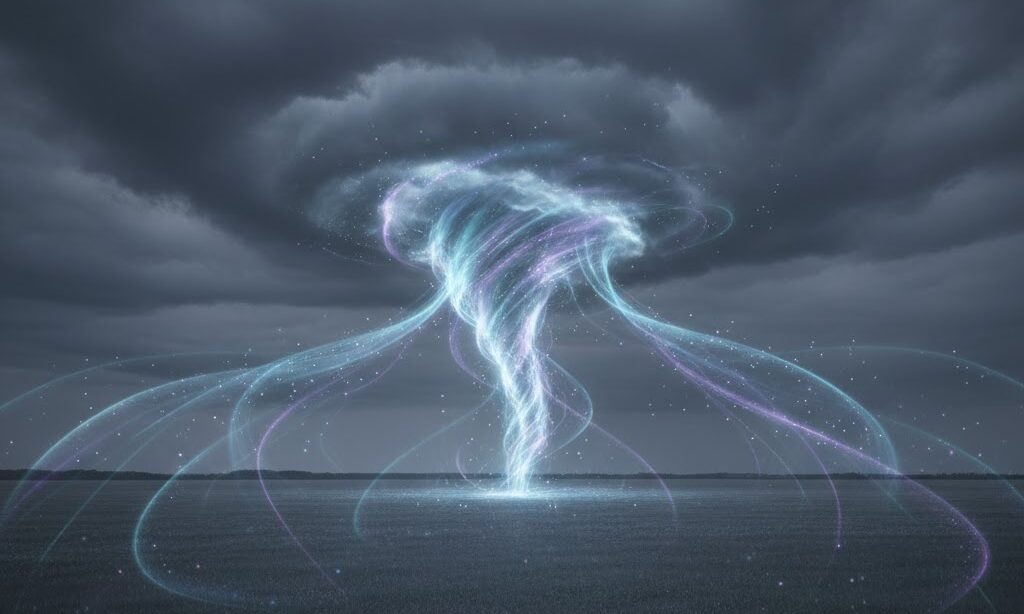 低気圧で天気が悪くなる理由を示す収束と上昇気流のイメージ画像