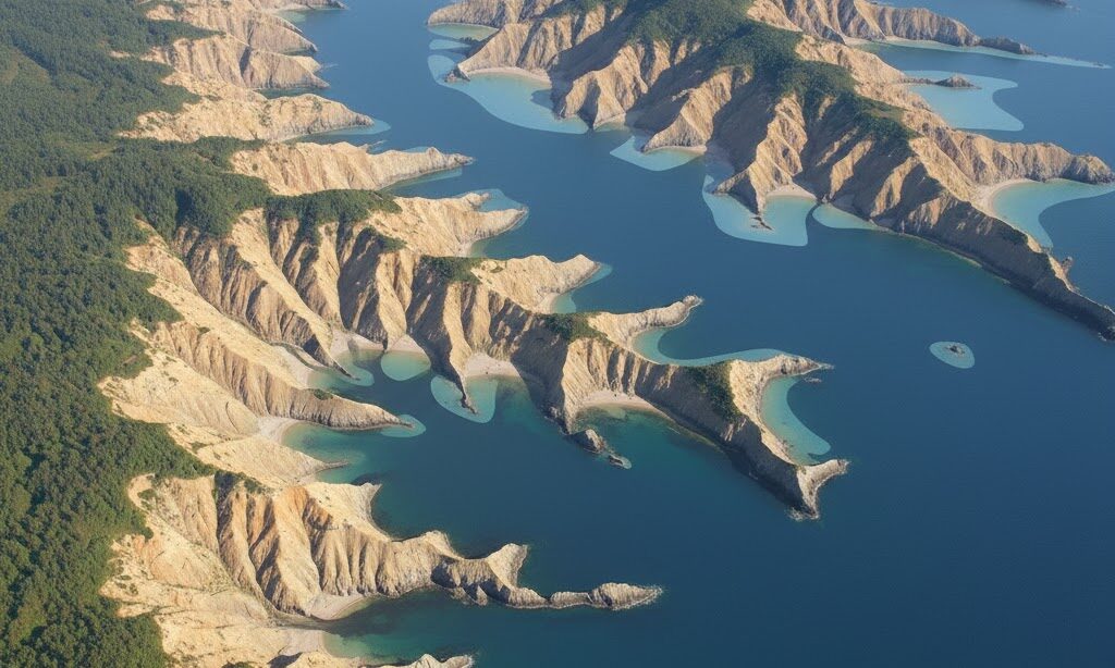 なぜリアス海岸はギザギザになるのかがわかる湾と岬の海岸写真