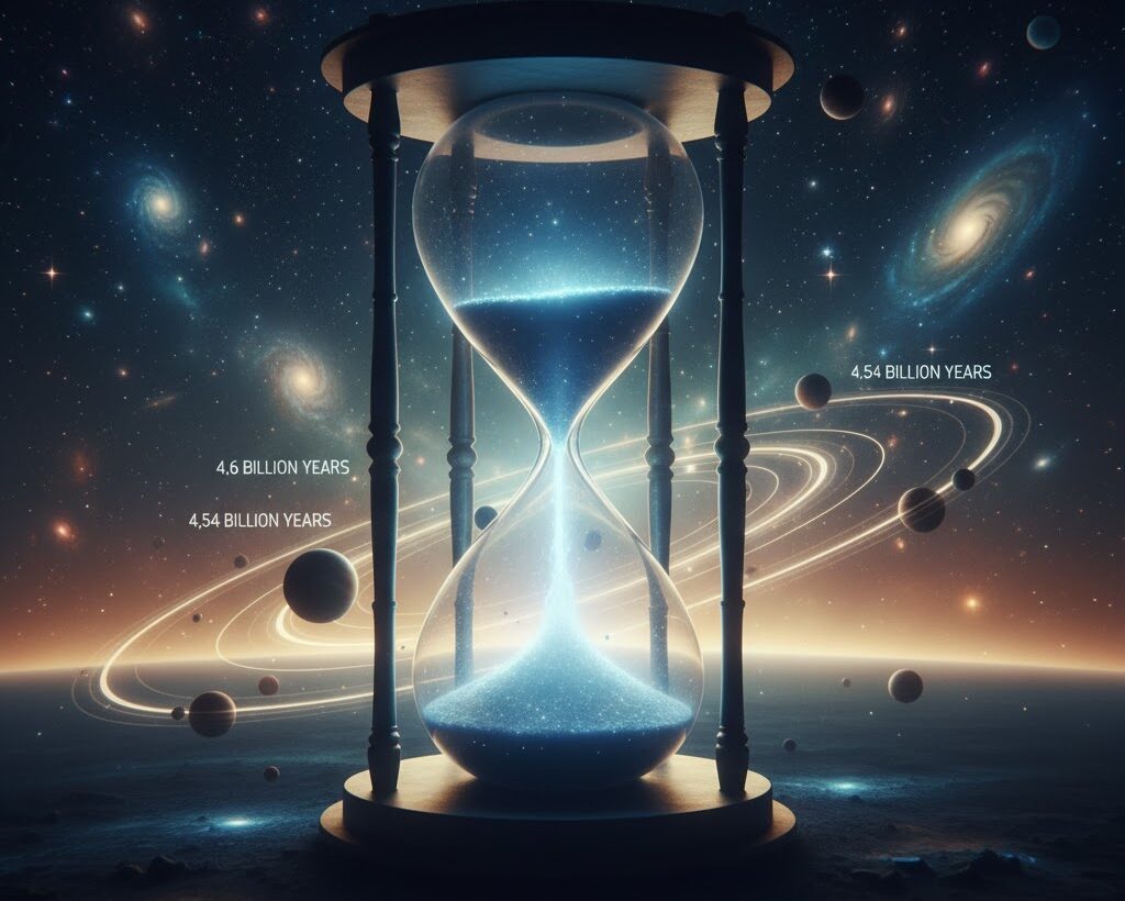 46億年という地球の年齢を象徴する光と時間のイメージ写真