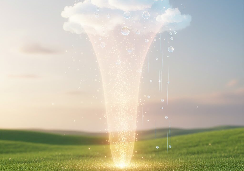 雲や雨ができる仕組みを示す上昇気流と凝結のイメージ写真