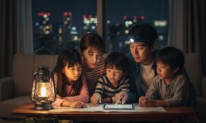 台風や地震による停電の可能性に備えている家族