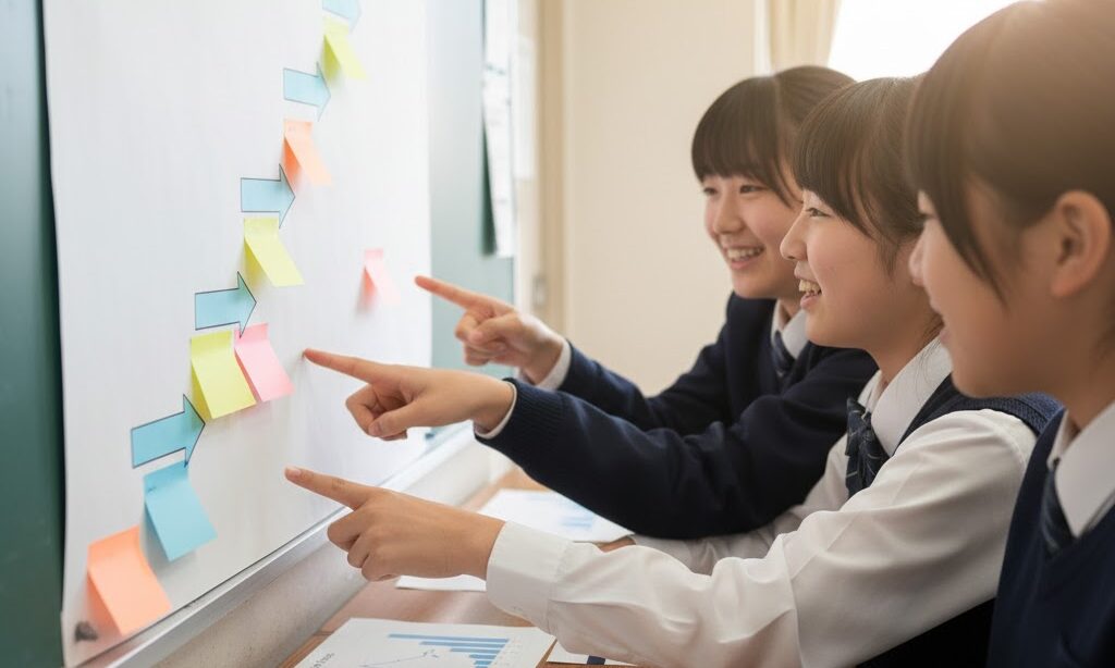 雨温図の見分け方をフローチャートで整理した学習イメージ|気候判別の手順を示す図