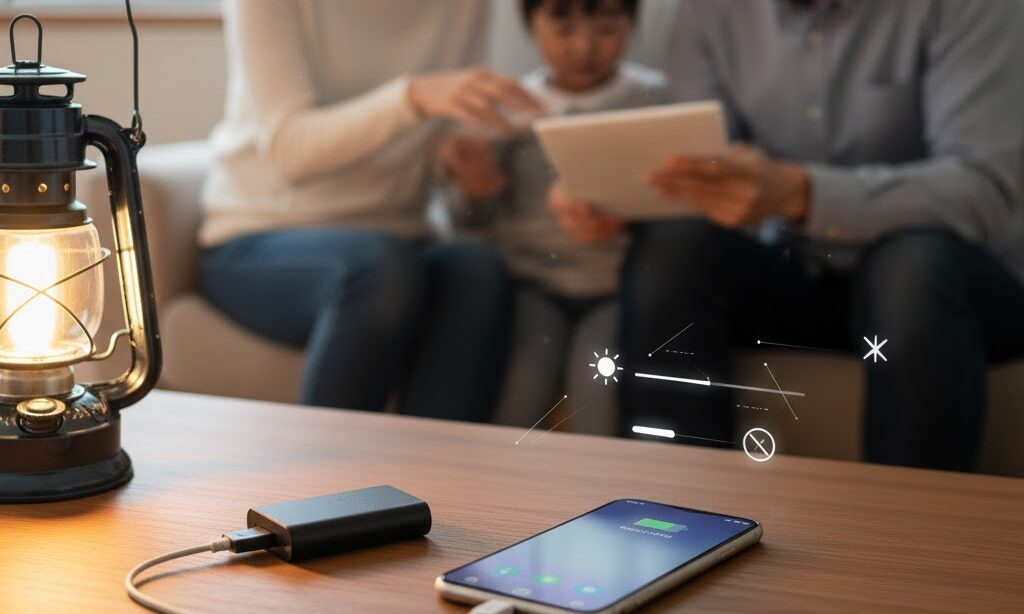停電時にスマホのバッテリーを節約するための設定と対策イメージ|停電中の連絡手段確保
