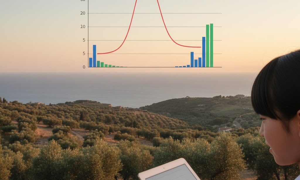 夏に乾燥し冬に雨が多い地中海性気候の雨温図|Cs気候の逆転パターンを示した図