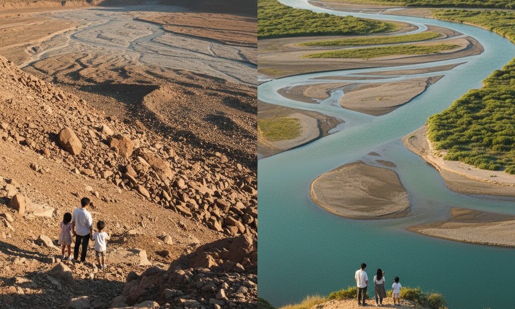 三角州と扇状地の違いがわかる比較イメージ|できる場所と堆積物の違いを示す写真