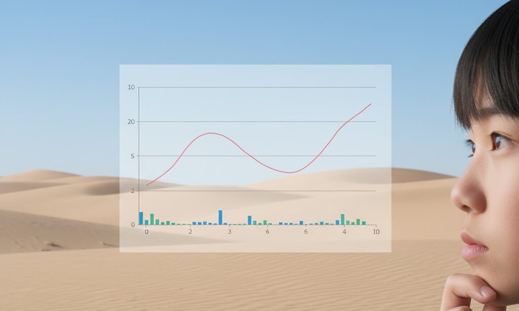 乾燥帯気候を示す降水量が少ない雨温図|砂漠やステップ気候の特徴を説明する図