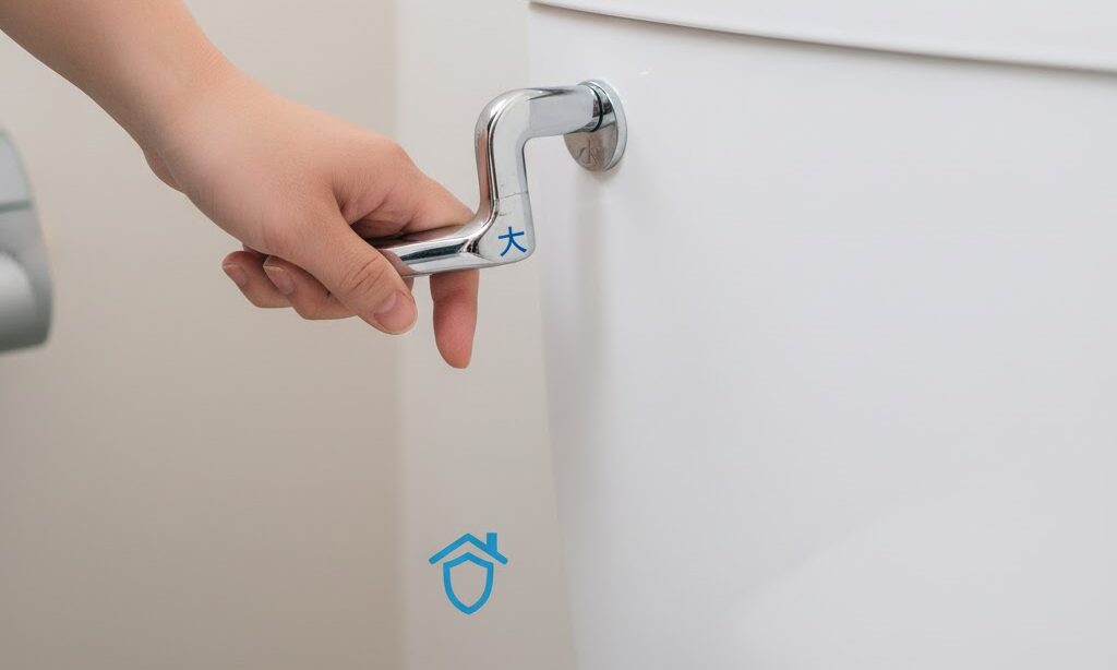 トイレの小レバーを選んで節水する手元のクローズアップ写真