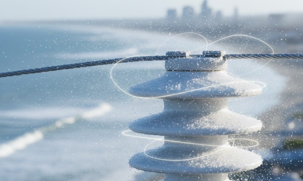 海風に含まれる塩分が碍子に付着して停電を引き起こす塩害の仕組み|沿岸部特有の停電原因