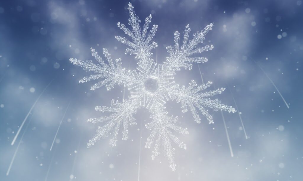 樹枝状結晶から上空の湿度状態を読み取るイメージ図（実写風）