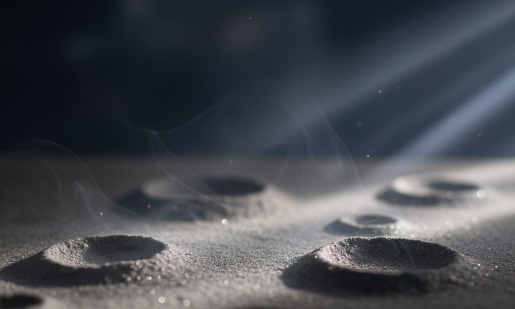 月のクレーターの謎を探る探検的な実写風イメージ