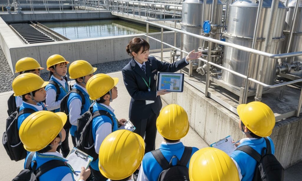 浄水場を見学する小学生たち｜施設見学で学ぶ水の仕組み