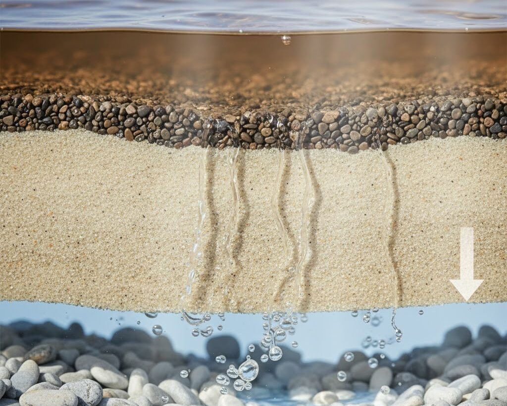 砂と砂利の層で水をこすろ過の仕組み｜きれいな水を作る工程