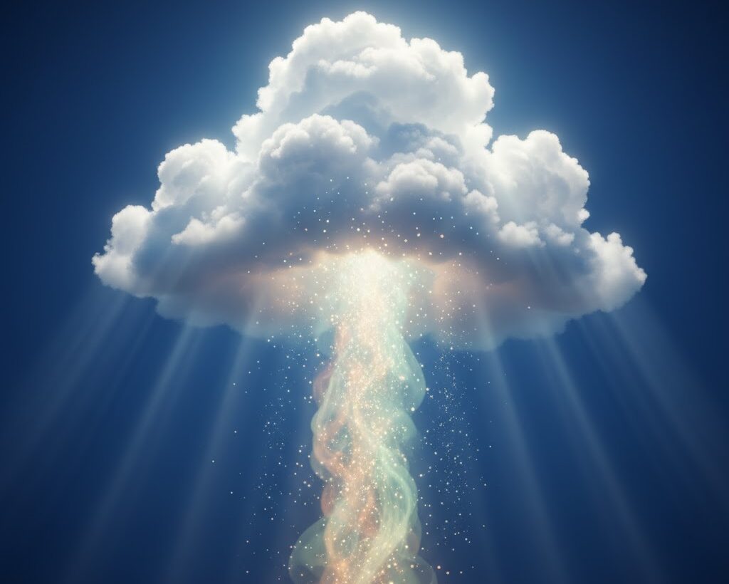 上昇気流で雲が発生する停滞前線のでき方を示す実写風イメージ