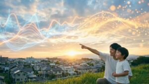 地震の前兆について語る親子