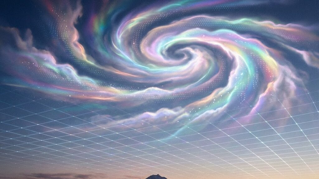 最新の気象観測技術を象徴する抽象的な雲の解析イメージ|線状降水帯予測 HIH