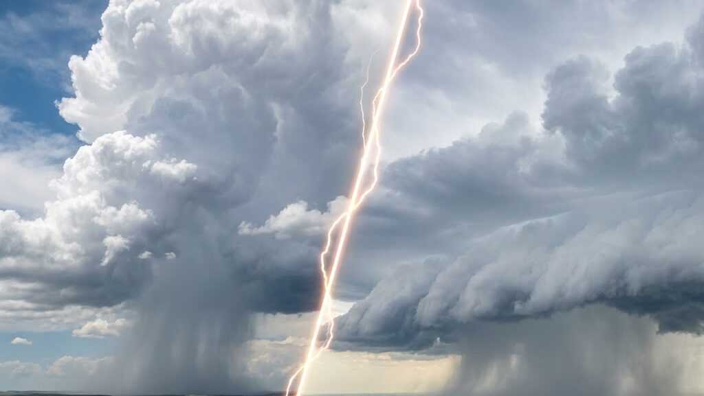 ゲリラ豪雨と線状降水帯の違いを表す天気のコントラスト写真|大雨リスク比較 HIH