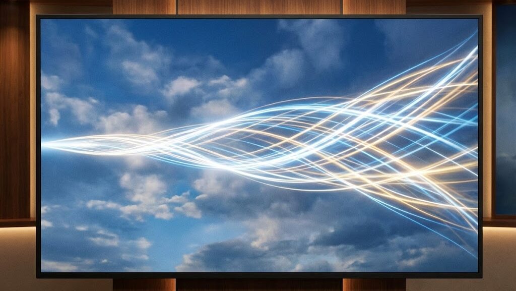 線状降水帯という用語の普及を示す抽象的な空の帯状イメージ|気象用語解説 HIH