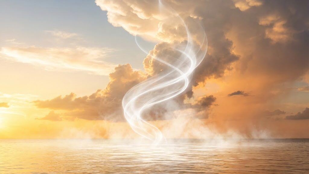 水蒸気の増加で積乱雲が発達する様子を表現した実写風イメージ|地球温暖化と豪雨 HIH